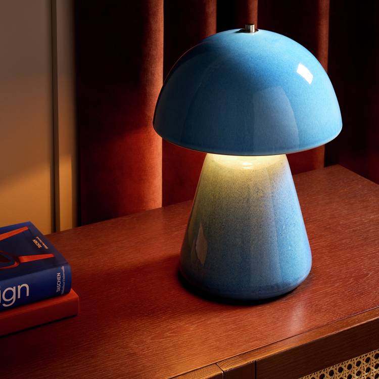 Habitat blue ceramic table lamp 34.5cm, UK version