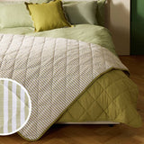 Argos Habitat Striped Yarn Dye Bedspread - Olive - 220x200cm- Buy online at McGrocer