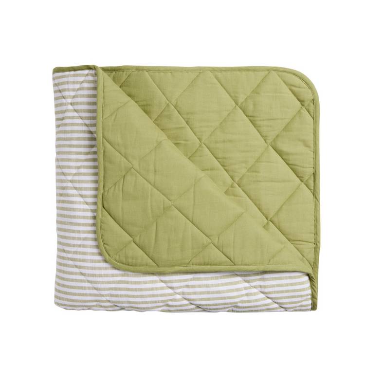 Habitat striped yarn dye bedspread olive 220x200cm (British brand)