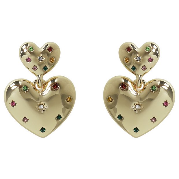 Liars & Lovers double heart drop earrings, imported from the UK