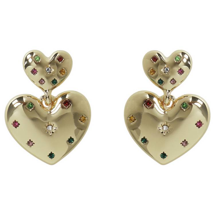 Liars & Lovers double heart drop earrings, imported from the UK