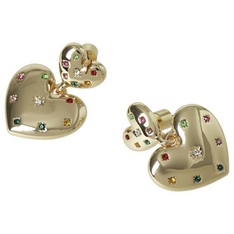 Liars & Lovers double heart drop earrings, imported from the UK