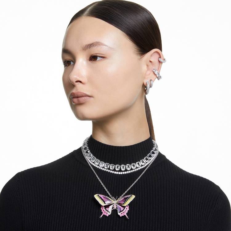 Swarovski tennis necklace rhodium plated 50cm, imported from the UK