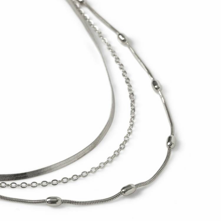 Liars & Lovers silver snake necklace 3 rows, UK version