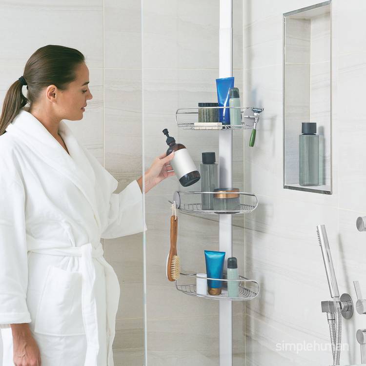 Simplehuman tension shower caddy stainless steel, imported from the UK