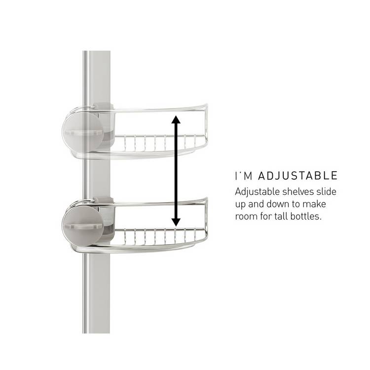 Simplehuman tension shower caddy stainless steel, imported from the UK