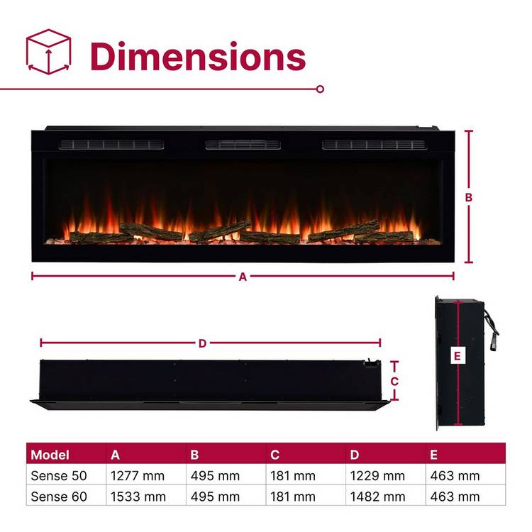 Dimplex Sense 60in 2kW electric media wall fire - British product