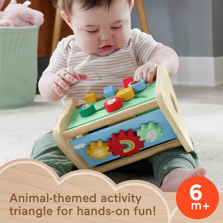 Fisher-Price wooden activity triangle fine motor toy, imported from the UK