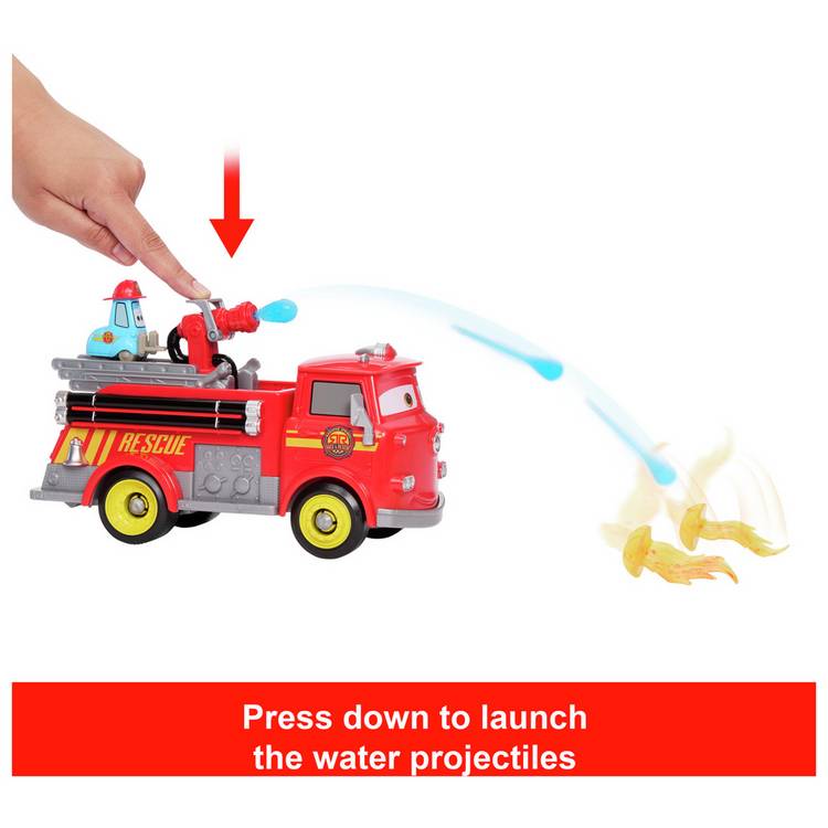 Disney Cars firetruck toy with Red and Guido figures (British brand)