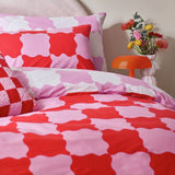 Heya Home Checkerboard bedding set superking pink and red (British brand)