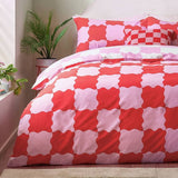 Heya Home Checkerboard bedding set superking pink and red (British brand)