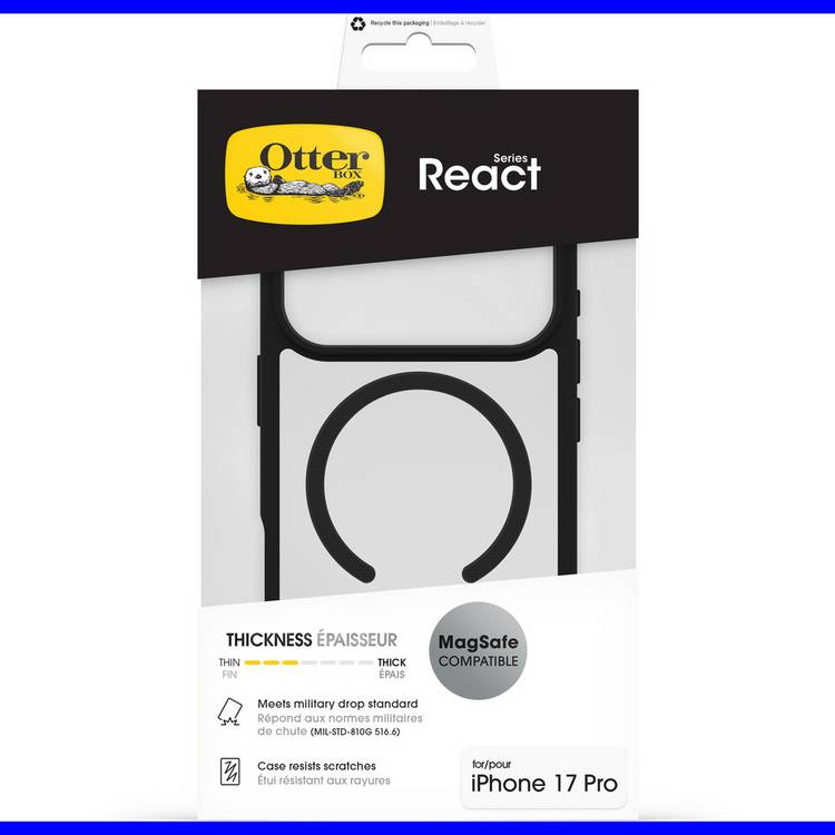 OtterBox React MagSafe case for iPhone 17 Pro Black (British brand)