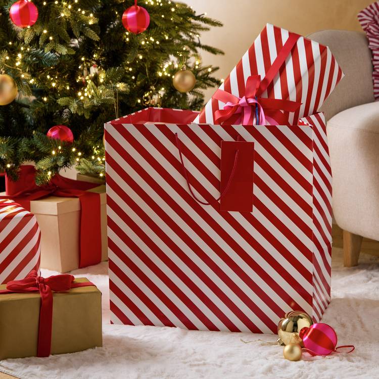 Argos Home red and white stripe large gift bags - British product