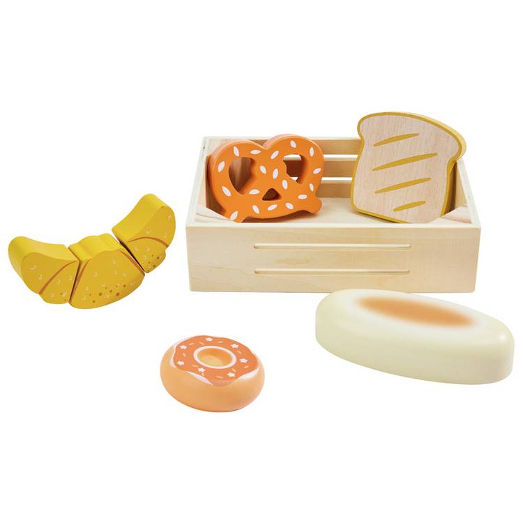 Chad Valley wooden bread playset with crate - British product