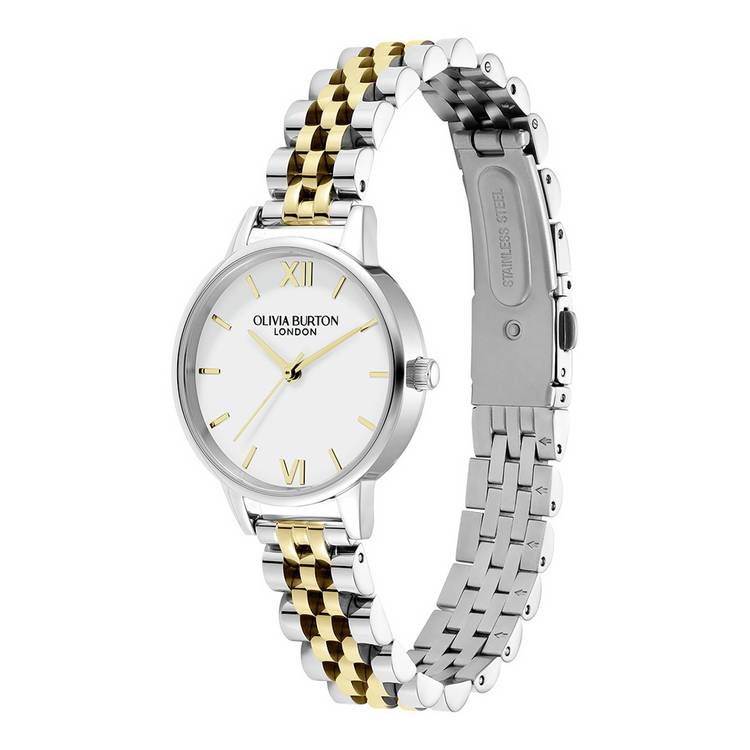 Olivia Burton two-tone stainless steel bracelet watch 30mm, imported from the UK