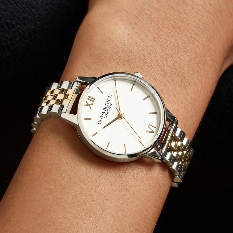 Olivia Burton two-tone stainless steel bracelet watch 30mm, imported from the UK