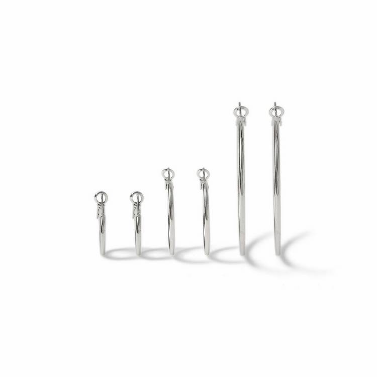 Freedom silver-tone hoop earrings set of 3 pairs, imported from the UK
