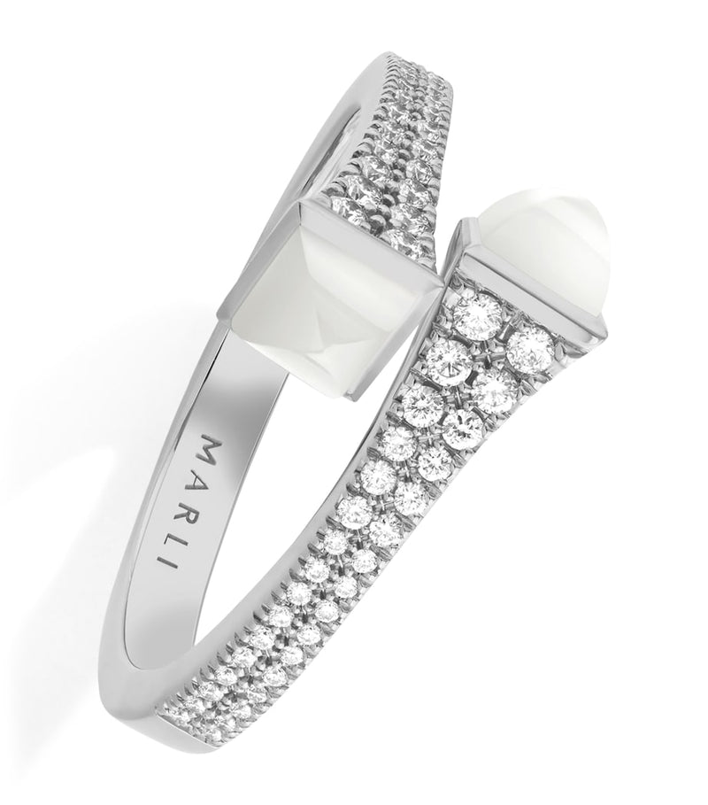 Marli New York Cleo ring with diamond and white agate - British product