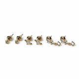 Freedom gold plated crystal stud earring set three pairs (British brand)