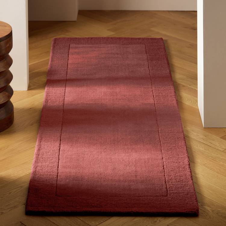 Habitat burgundy wool runner with border 66x200cm - British product