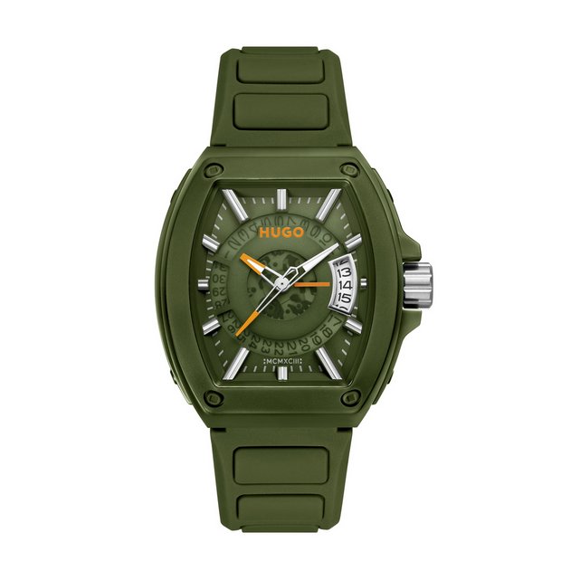 HUGO men's green silicone strap watch - British product