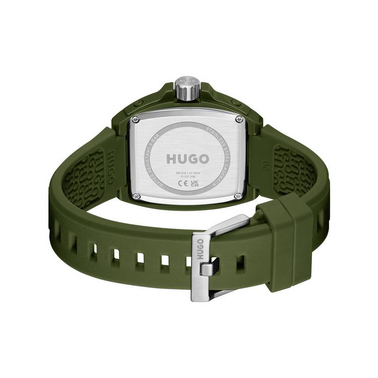 HUGO men's green silicone strap watch - British product
