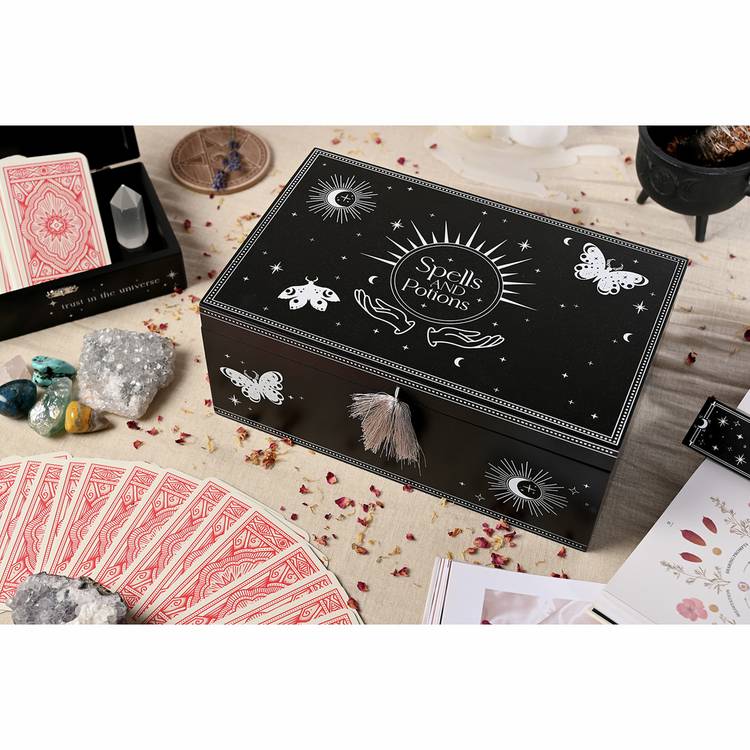 Juliana Mystic Legends black wooden spells potions box, UK version
