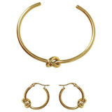 Liars & Lovers gold tone knot hoop earrings and bangle set (British brand)