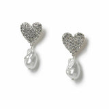 Argos Freedom Silver Tone Pave Pearl Heart Stud Earrings- Buy online at McGrocer