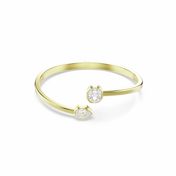 Swarovski gold tone plated hinged bangle with crystals, imported from the UK