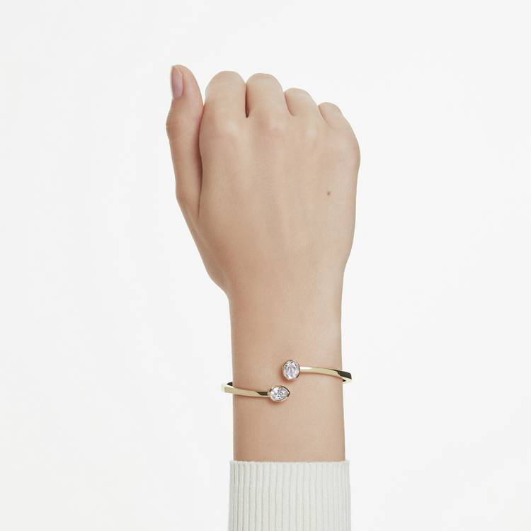 Swarovski gold tone plated hinged bangle with crystals, imported from the UK
