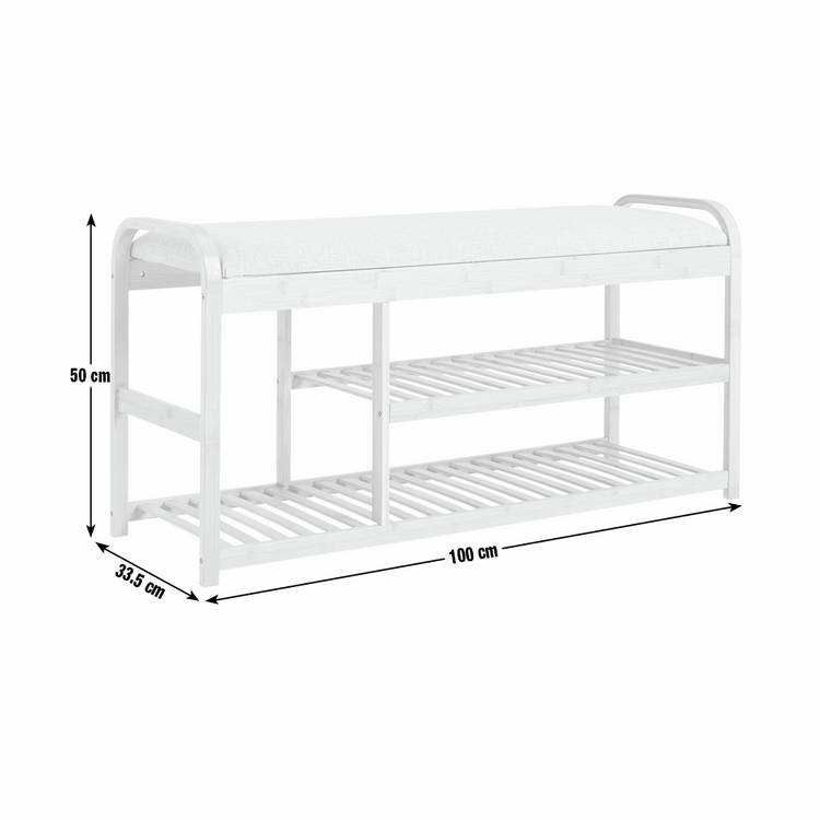 Habitat Apia natural shoe bench with cushioned seat (British brand)