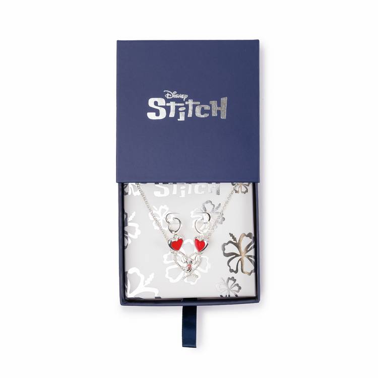 Custard London Disney Stitch pendant heart earrings set, imported from the UK