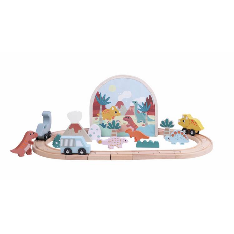 Chad Valley wooden dinosaur train set, UK version