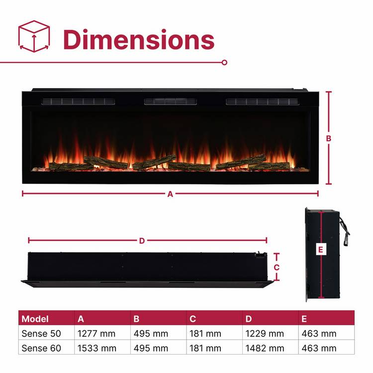 Dimplex Sense 50 inch electric media wall fire 2kW - British product