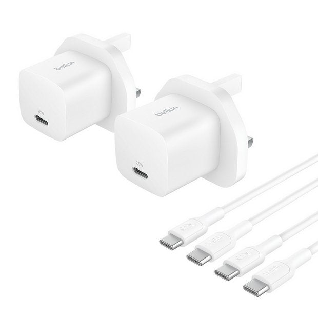 Belkin USB-C wall charger twin pack 25W - British product