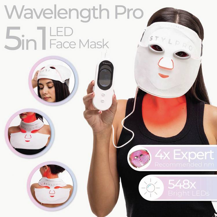 STYLPRO Wavelength Pro 5-in-1 deep LED face mask, imported from the UK