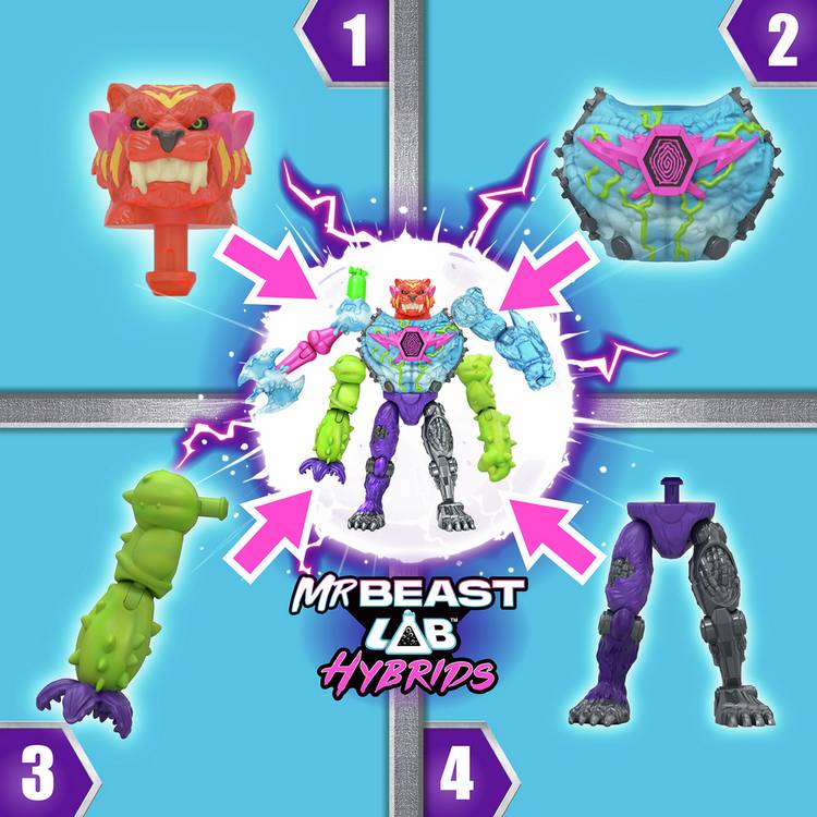MrBeast Lab Fusion action figure pack with 5 figures (British brand)