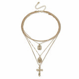 Argos Revere Freedom Gold-tone Grunge Cross Layered Pendant Necklace, 53cm- Buy online at McGrocer