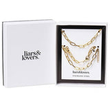 Liars & Lovers gold tone paperlink set, imported from the UK