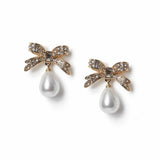 Argos Freedom Gold Tone Rhinestone Bow and Pearl Drop Earrings- Buy online at McGrocer