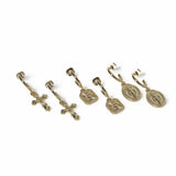 Freedom drop earrings gold-tone charm set of 3 pairs (British brand)