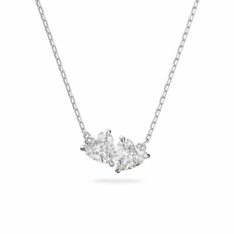 Swarovski rhodium plated heart necklace 38cm - British product