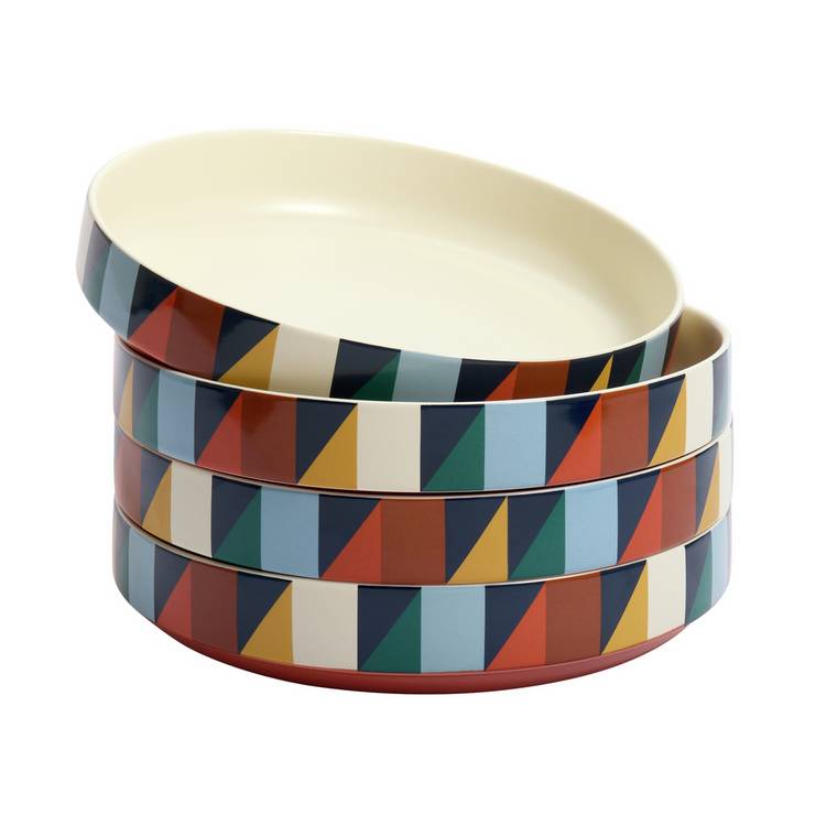 Habitat Geo Cube stoneware pasta bowls set of 4 - British product