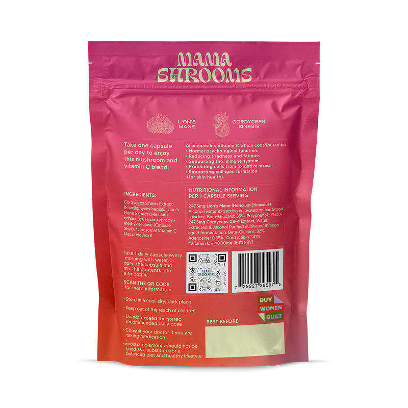 Mama Shrooms Day functional mushroom capsules 30 capsules, imported from the UK