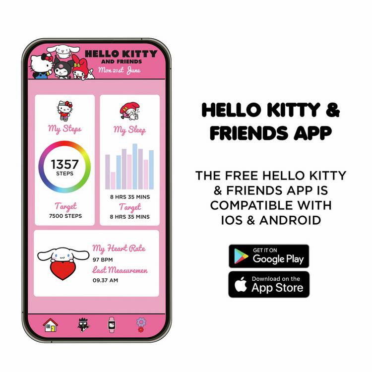 Hello Kitty kids pink smart watch one size, UK version
