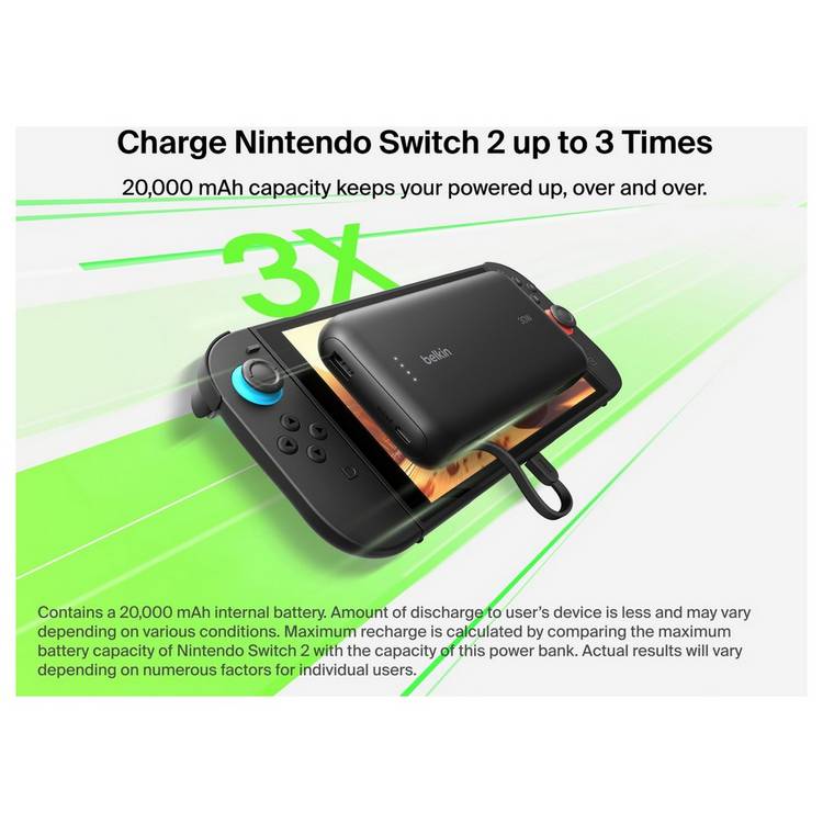 Belkin 30W USB-C Gaming Power Bank for Nintendo Switch 2, UK version