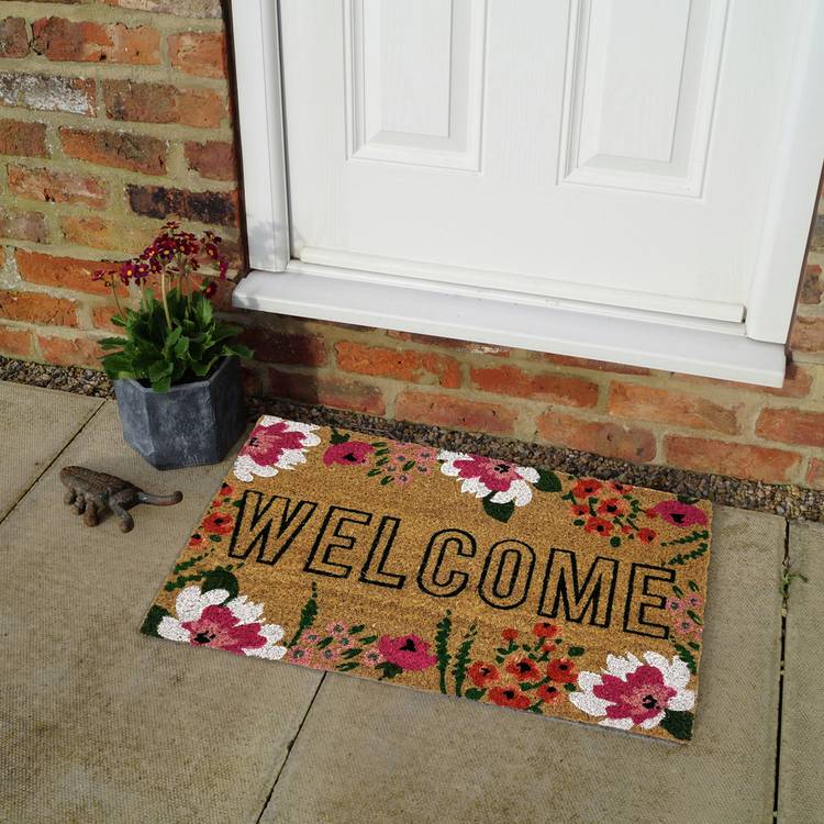 Primeur floral natural doormat 60x40cm, UK version