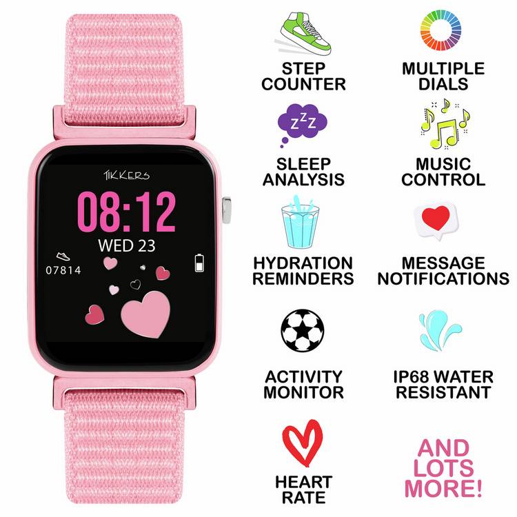 Tikkers kids pink smartwatch and headphone set - British product