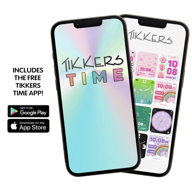 Tikkers kids pink smartwatch and headphone set - British product